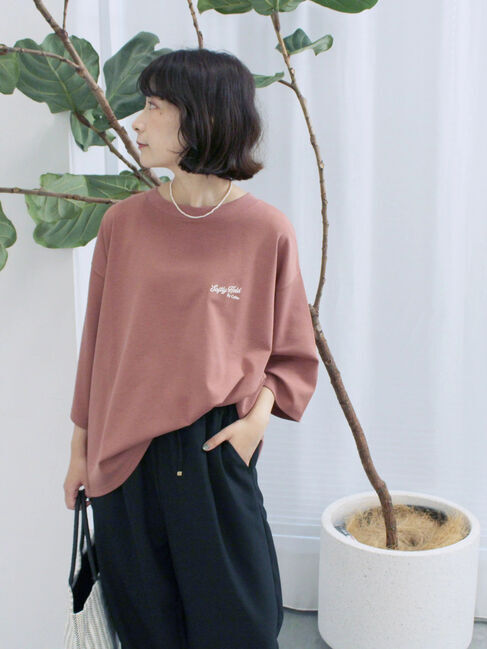 Samansa Mos2 blue「ポンチロゴ刺繍プルオーバー」|Tシャツ・カットソー|