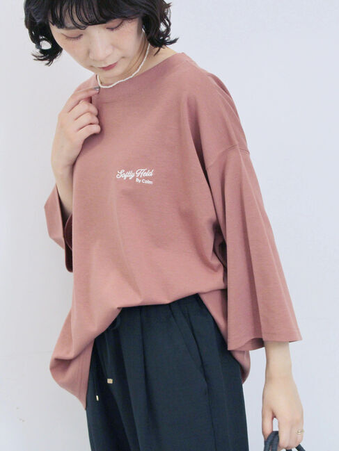 Samansa Mos2 blue「ポンチロゴ刺繍プルオーバー」|Tシャツ・カットソー|