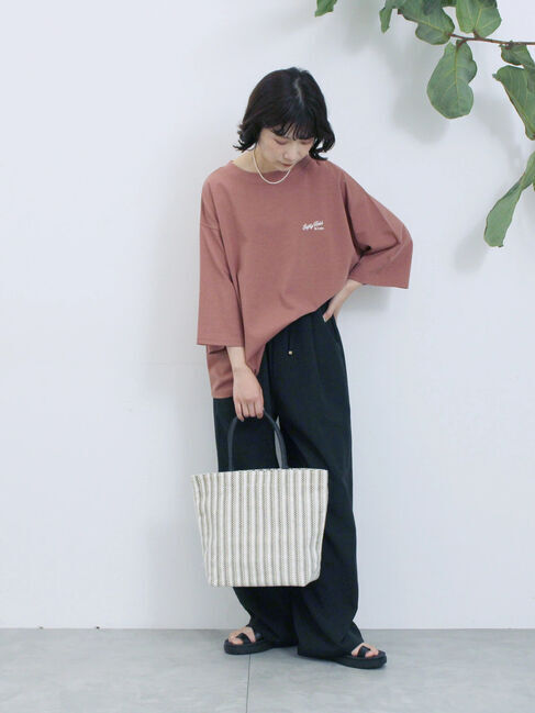 Samansa Mos2 blue「ポンチロゴ刺繍プルオーバー」|Tシャツ・カットソー|