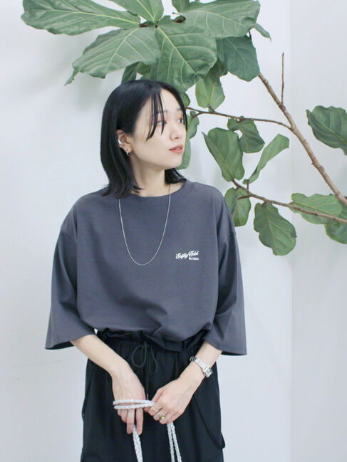 Samansa Mos2 blue「ポンチロゴ刺繍プルオーバー」|Tシャツ・カットソー|