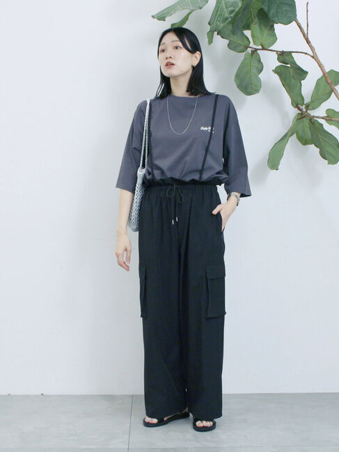 Samansa Mos2 blue「ポンチロゴ刺繍プルオーバー」|Tシャツ・カットソー|