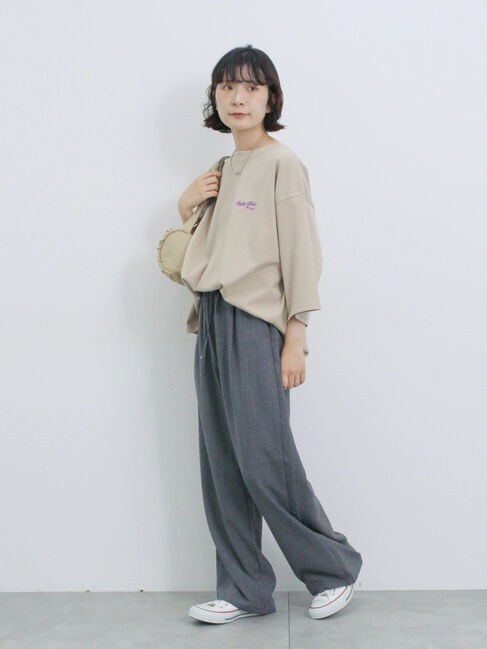 Samansa Mos2 blue「ポンチロゴ刺繍プルオーバー」|Tシャツ・カットソー|