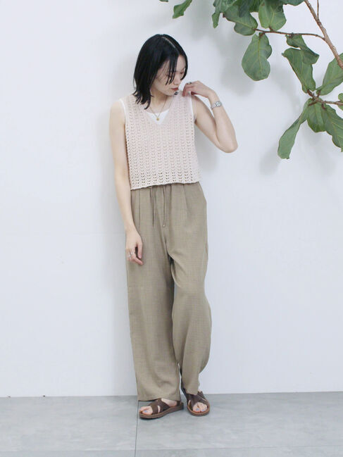 Samansa Mos2 blue「テープヤーン透かしニットベスト」|ニット・セーター|