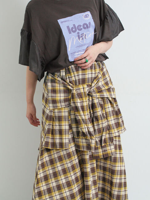SM2「シャツ巻き風チェックスカート」|スカート|ブラウン