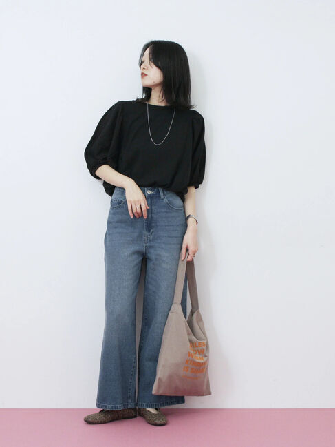 Samansa Mos2 blue「袖ボリュームTシャツ」|Tシャツ・カットソー|