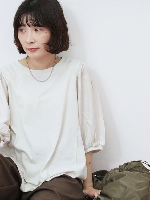 Samansa Mos2 blue「袖ボリュームTシャツ」|Tシャツ・カットソー|