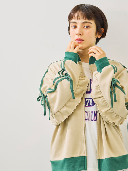 SM2「リボンフリルトラックジャージ」|ブルゾン・スタジャン|ベージュ