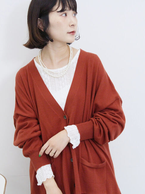 Samansa Mos2 blue「シアーレースロンT」|Tシャツ・カットソー|