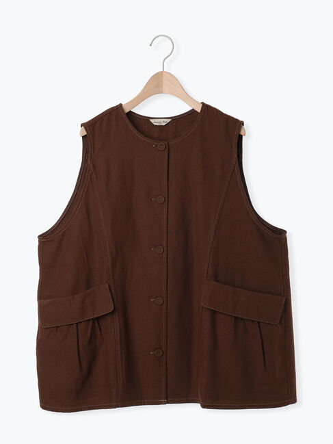 Samansa Mos2「デニム/ツイルクルーネックベスト」|ダウンベスト・ベスト|