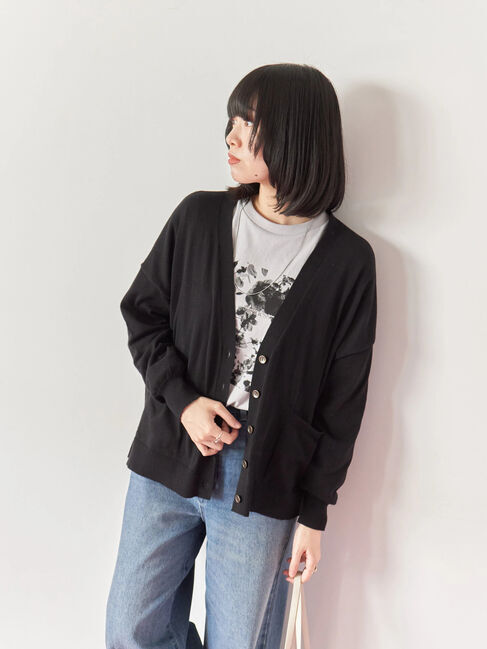 Samansa Mos2 blue「箔フォトプリントロンT」|Tシャツ・カットソー|