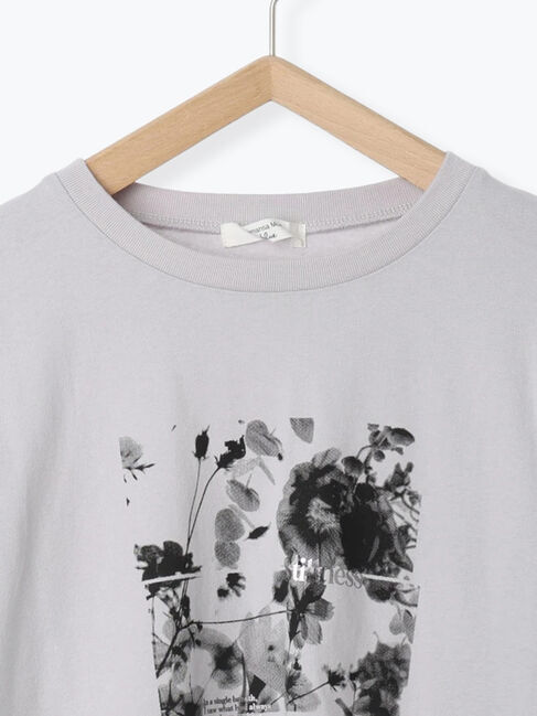 Samansa Mos2 blue「箔フォトプリントロンT」|Tシャツ・カットソー|