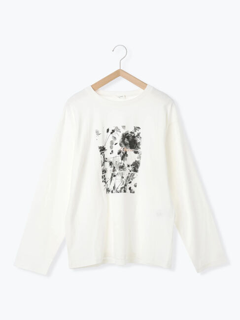 Samansa Mos2 blue「箔フォトプリントロンT」|Tシャツ・カットソー|