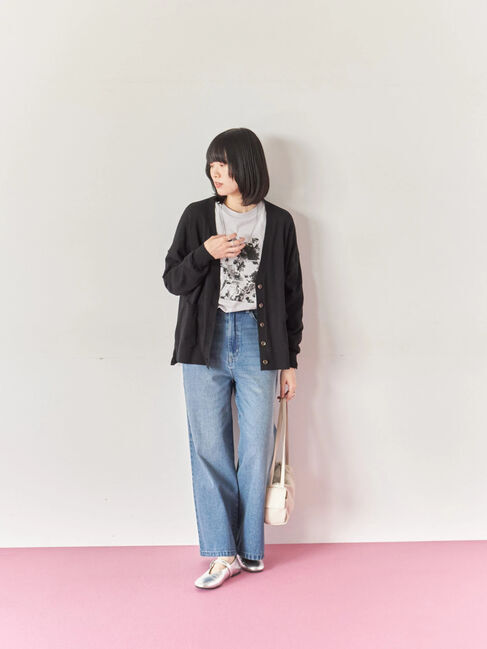 Samansa Mos2 blue「箔フォトプリントロンT」|Tシャツ・カットソー|