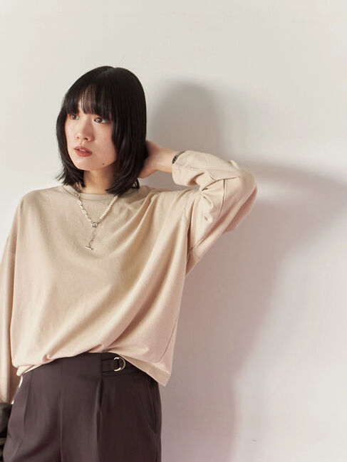 Samansa Mos2 blue「リネンタッチドルマンスリーブプルオーバー」|Tシャツ・カットソー|