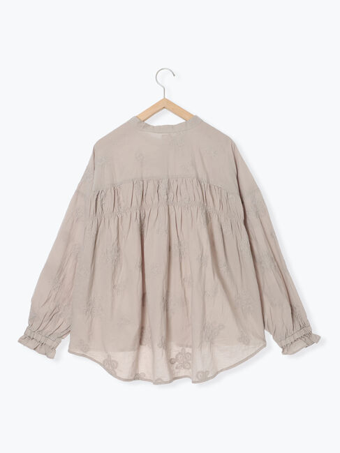 Samansa Mos2「ハンドステッチ風花柄シャーリングブラウス」|シャツ・ブラウス|