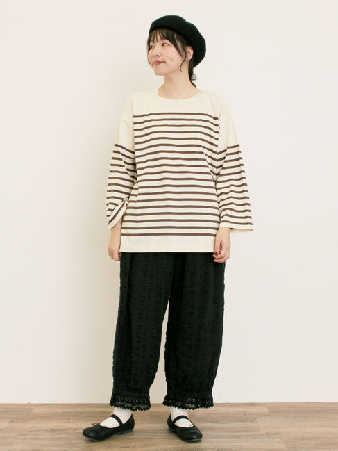 Samansa Mos2「パネルボーダーロングスリーブカットソー」|Tシャツ・カットソー|