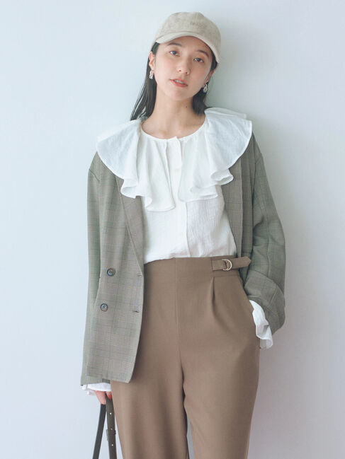 Samansa Mos2 blue「ラッフルカラーブラウス」|シャツ・ブラウス|