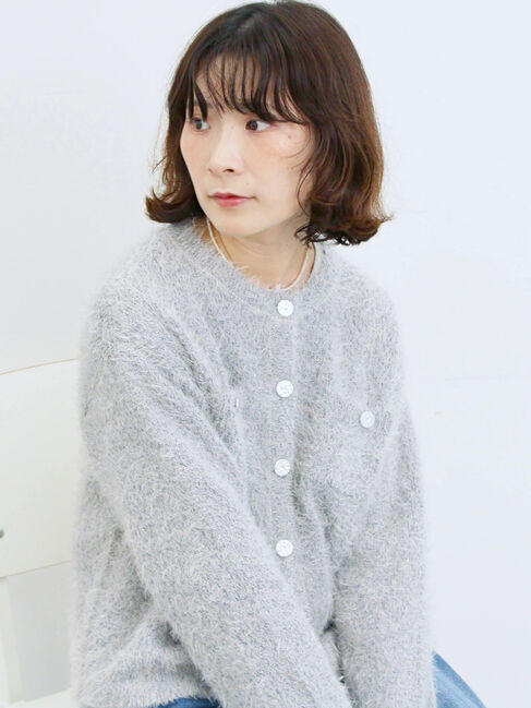 Samansa Mos2 blue「フェザーニットカーディガン」|カーディガン|