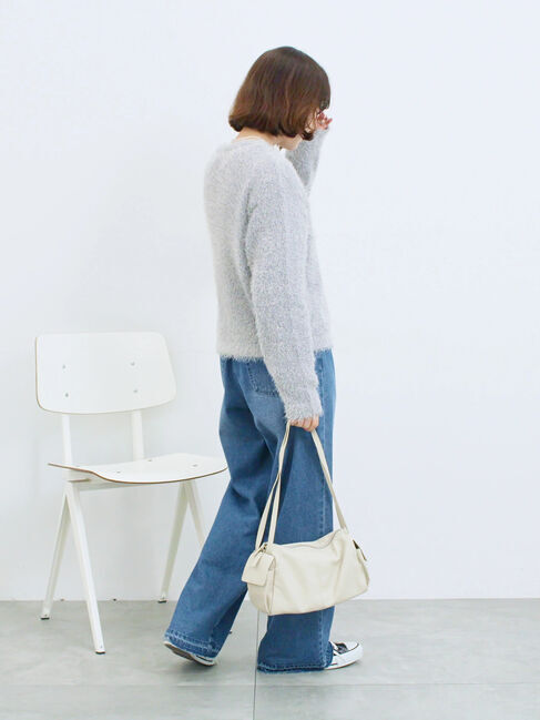 Samansa Mos2 blue「フェザーニットカーディガン」|カーディガン|