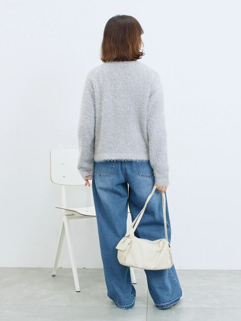 Samansa Mos2 blue「フェザーニットカーディガン」|カーディガン|