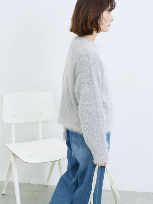 Samansa Mos2 blue「フェザーニットカーディガン」|カーディガン|