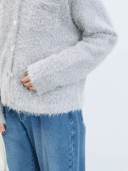 Samansa Mos2 blue「フェザーニットカーディガン」|カーディガン|