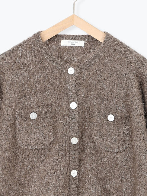 Samansa Mos2 blue「フェザーニットカーディガン」|カーディガン|