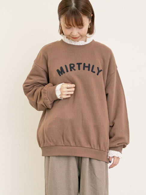 Samansa Mos2「飛び裏毛ざっくり刺繍ロゴスウェット」|Tシャツ・カットソー|ブラウン