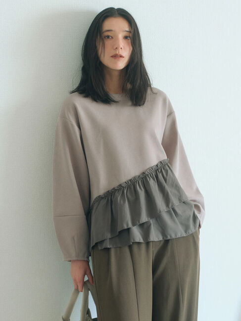 Samansa Mos2 blue「ペプラムドッキングプルオーバー」|Tシャツ・カットソー|