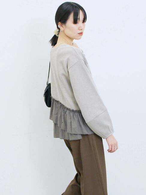 Samansa Mos2 blue「ペプラムドッキングプルオーバー」|Tシャツ・カットソー|