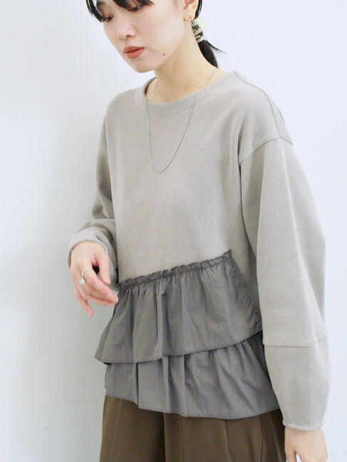 Samansa Mos2 blue「ペプラムドッキングプルオーバー」|Tシャツ・カットソー|