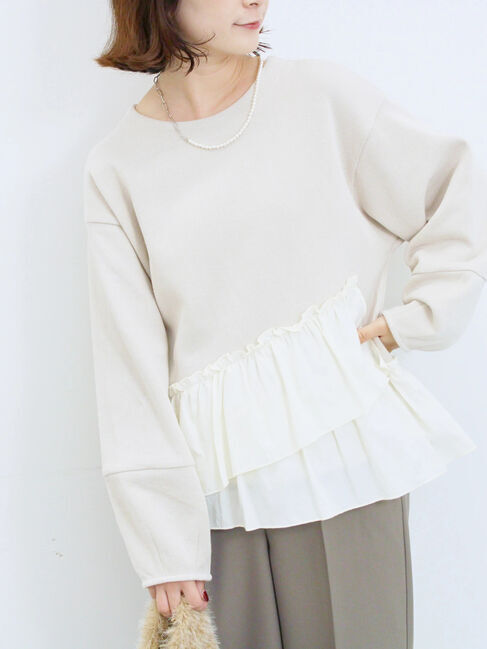 Samansa Mos2 blue「ペプラムドッキングプルオーバー」|Tシャツ・カットソー|