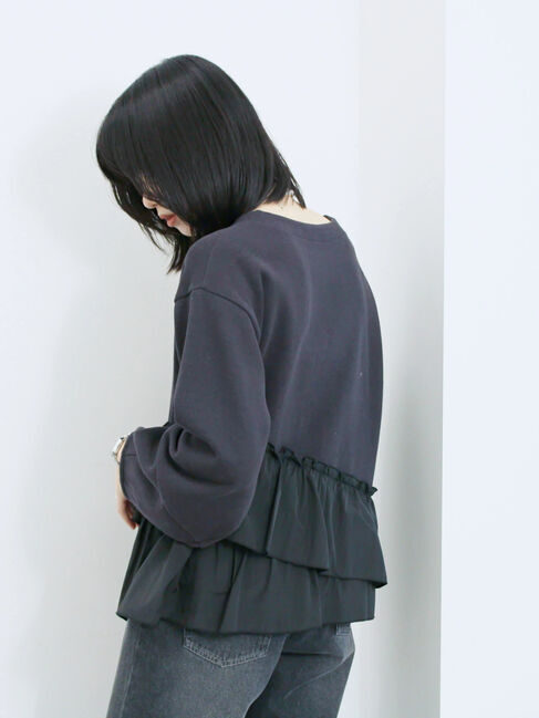 Samansa Mos2 blue「ペプラムドッキングプルオーバー」|Tシャツ・カットソー|