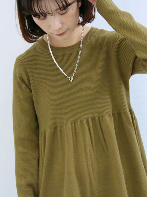 Samansa Mos2 blue「◎ペプラムニットプルオーバー」|ニット・セーター|