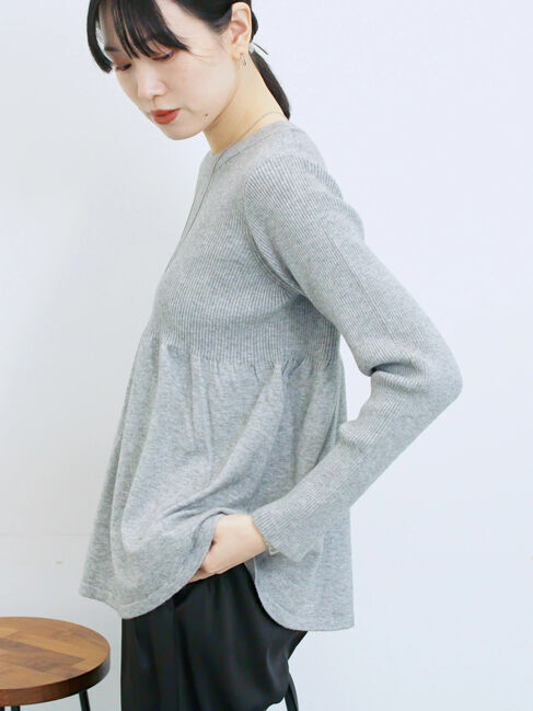 Samansa Mos2 blue「◎ペプラムニットプルオーバー」|ニット・セーター|ＴＯＰグレー