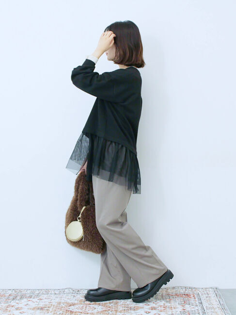 Samansa Mos2 blue「ペプラムチュールニットカーディガン」|カーディガン|