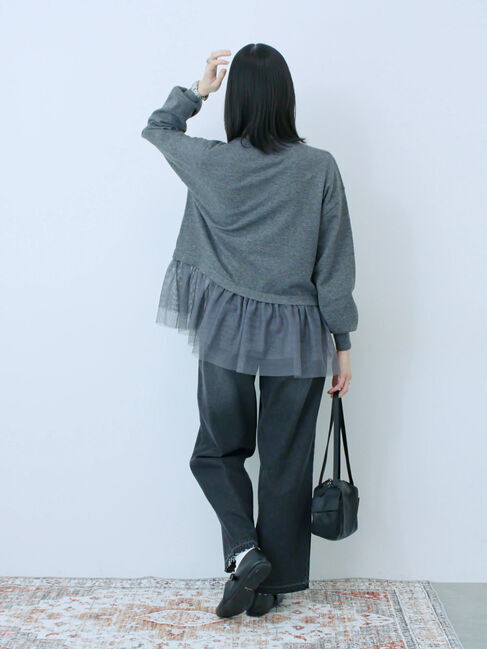 Samansa Mos2 blue「ペプラムチュールニットカーディガン」|カーディガン|