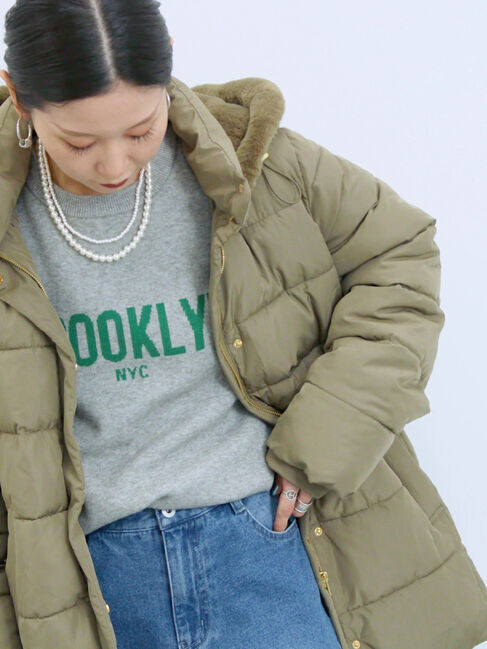 Samansa Mos2 blue「【Hug knit】ロゴプルオーバー」|ニット・セーター|