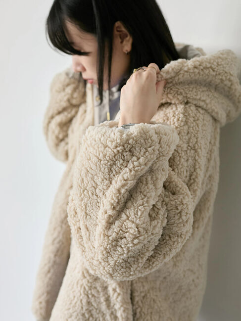 Samansa Mos2 blue「リバーシブルボアマウンテンパーカー」|ブルゾン・スタジャン|