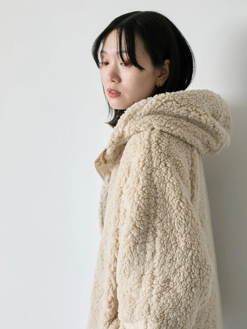 Samansa Mos2 blue「リバーシブルボアマウンテンパーカー」|ブルゾン・スタジャン|