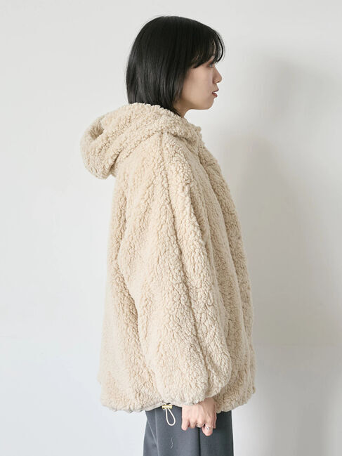 Samansa Mos2 blue「リバーシブルボアマウンテンパーカー」|ブルゾン・スタジャン|