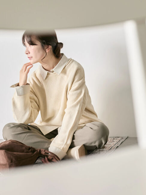 Samansa Mos2 blue「◎スクエア編みニット」|ニット・セーター|キナリ