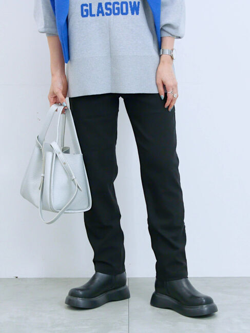 Samansa Mos2 blue「裏起毛ストレッチパンツ」|その他|