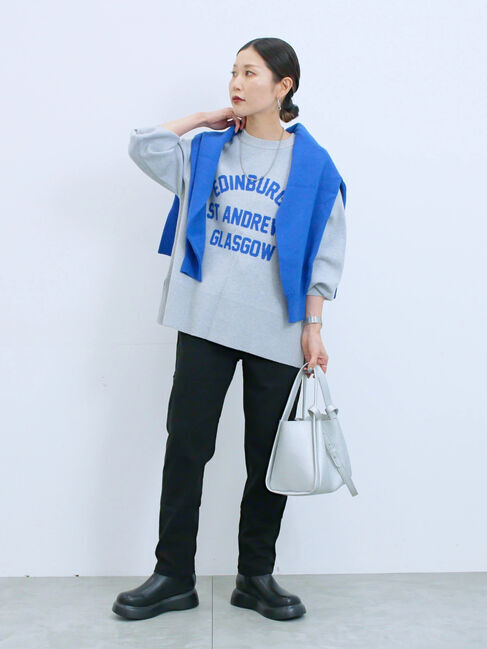 Samansa Mos2 blue「裏起毛ストレッチパンツ」|その他|