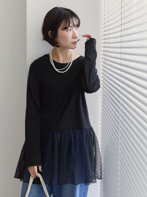 Samansa Mos2 blue「ペプラムプルオーバー」|Tシャツ・カットソー|