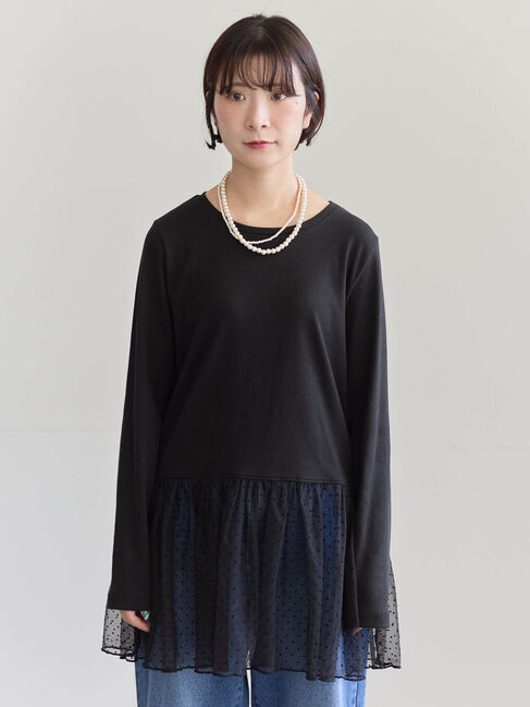 Samansa Mos2 blue「ペプラムプルオーバー」|Tシャツ・カットソー|