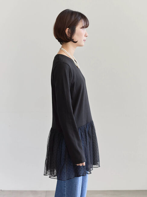 Samansa Mos2 blue「ペプラムプルオーバー」|Tシャツ・カットソー|