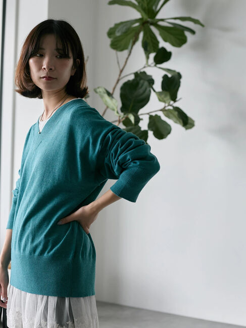 Samansa Mos2 blue「ペプラムプルオーバー」|Tシャツ・カットソー|