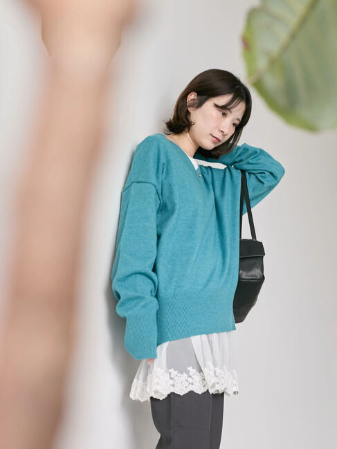 Samansa Mos2 blue「ペプラムプルオーバー」|Tシャツ・カットソー|