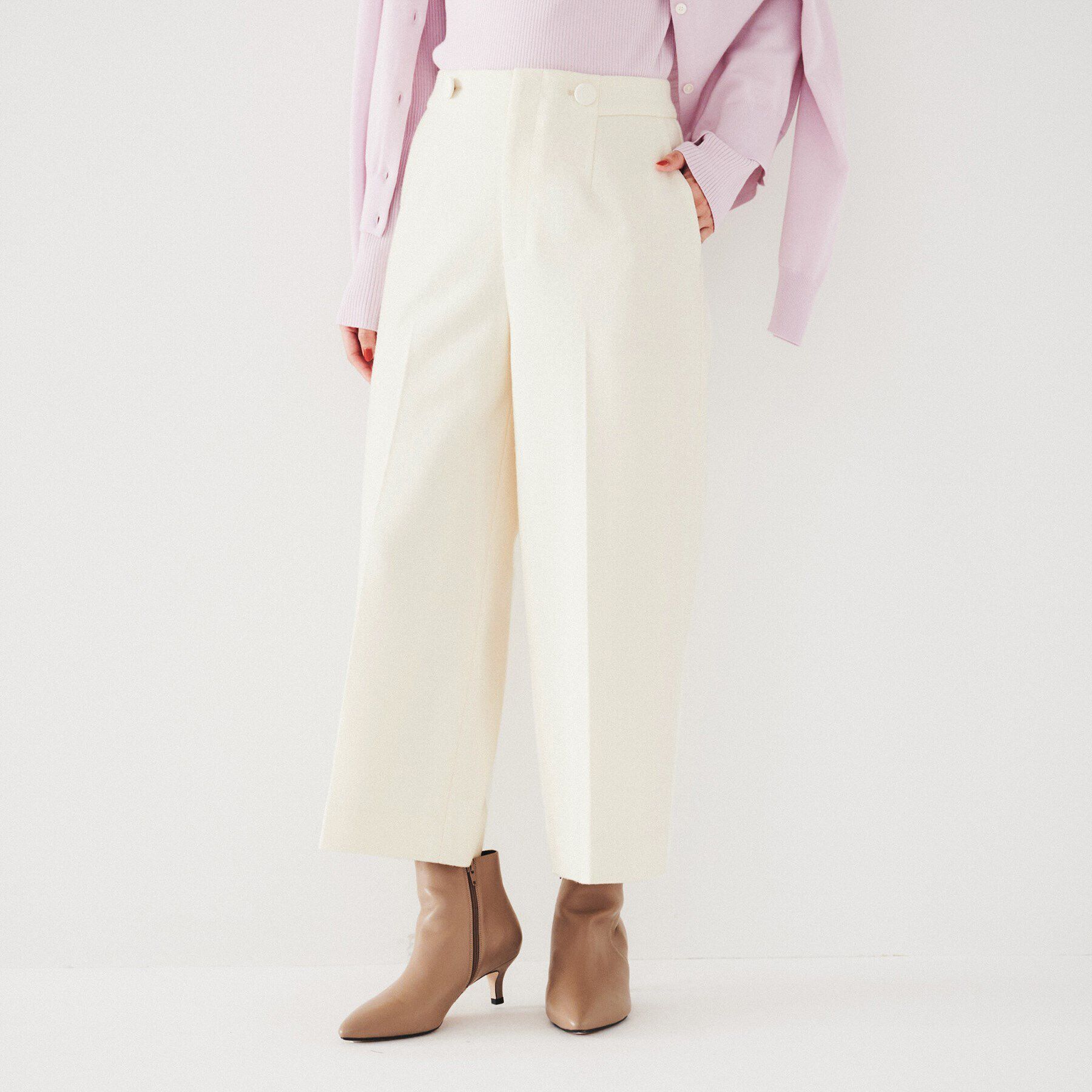 UNTITLED「【後ろウエストゴム/センタープレス】ウールミルドスムース ワイドパンツ」|その他|